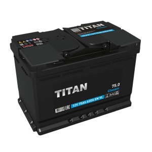 Аккумулятор TITAN CLASSIC 75 Ач обр.